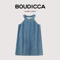 British BOUTICCA summer new childrens cotton design sleeveless denim halter neck A-line dress female