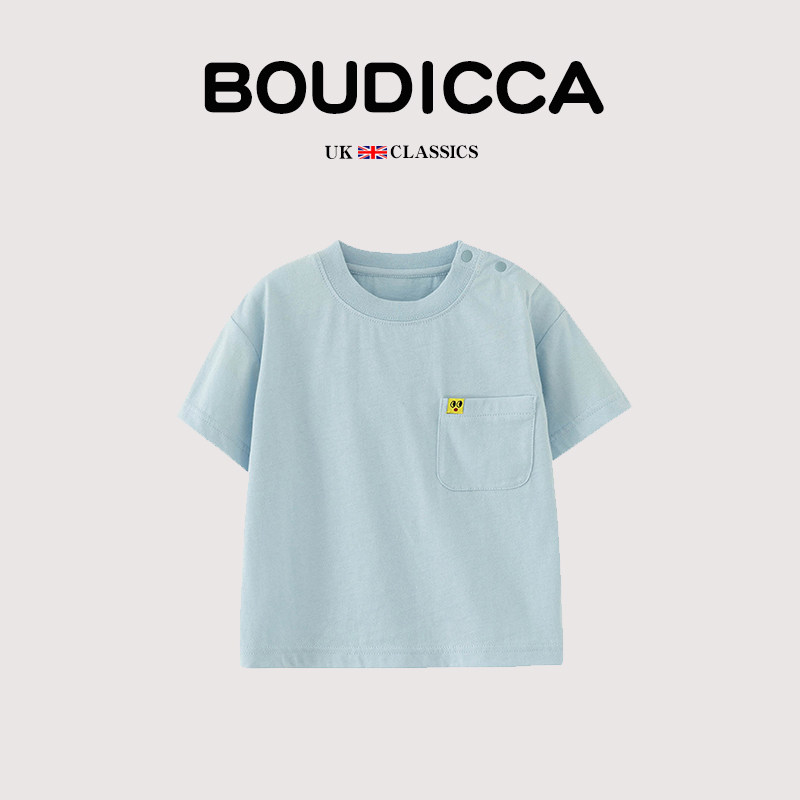 British Bougicca Summer New Girl's Pure Cotton Pocket Short Sleeve T - shirt 100% cotton