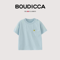 British BOUTICCA summer new girls cotton solid color pocket short-sleeved T-shirt soft top 100% cotton