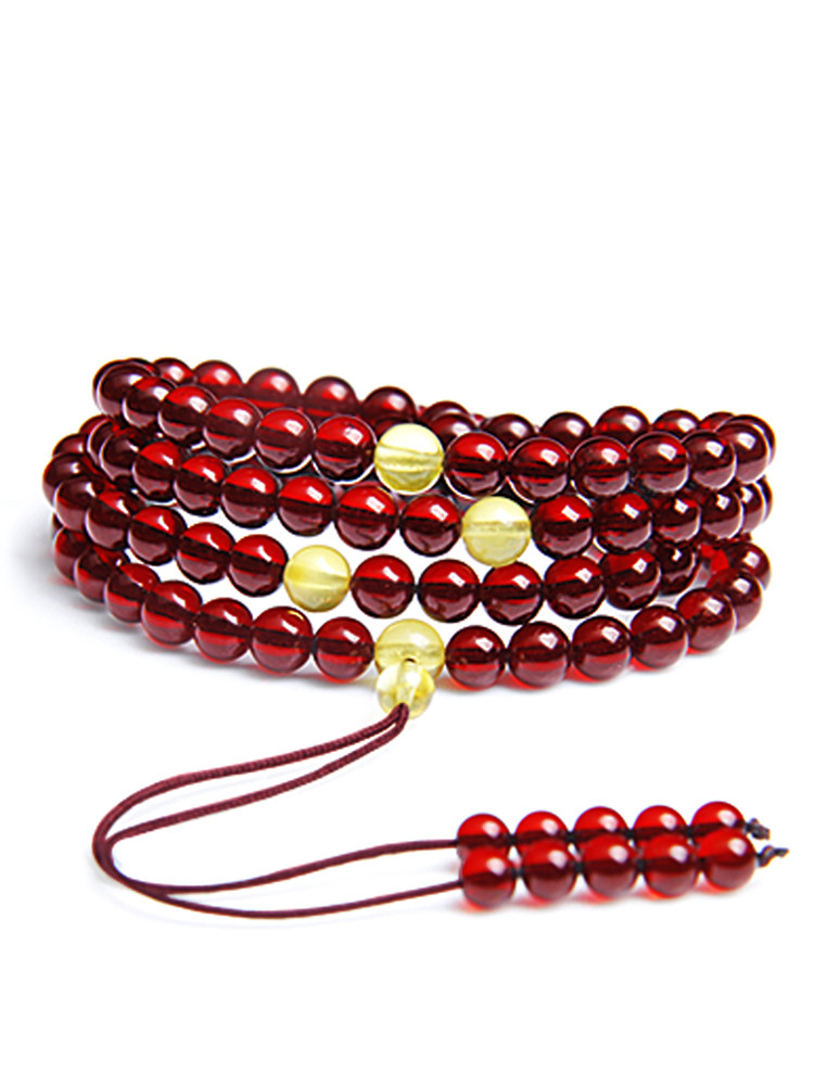 Sihuadian Polish natural amber blood pearl hand chain Buddha beads 108 blood pearl beeswax amber hand string send certificate