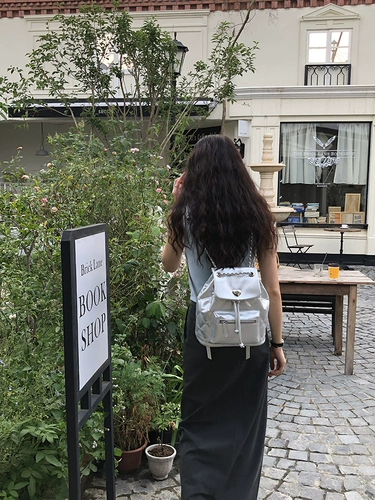 Модный замок, цепь, рюкзак, вместительная и большая сумка на одно плечо, Южная Корея, на цепочке