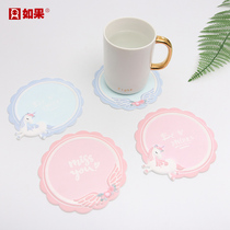 Unicorn table mat ins girl heart room coasters placemates tea cup mat tea cup mat creative household items