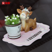 Sika deer girl heart temporary parking number plate creative mobile phone plate car center console decorative anti-skid pad