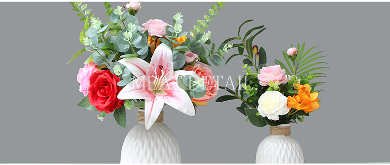 The Send + simulation flowers, artificial flowers, fresh roses bouquet of lilies sitting room office table flower arranging flower art pottery flowerpot