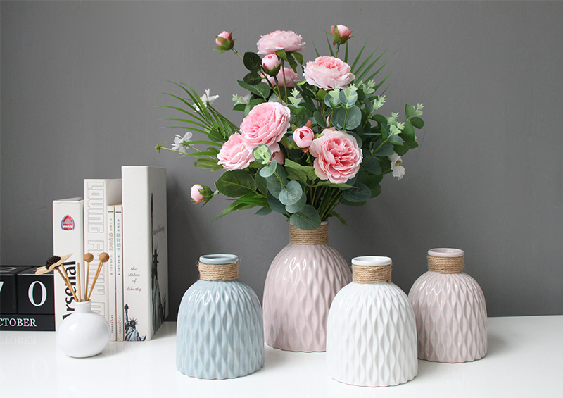 The Send + simulation flowers, artificial flowers, fresh roses bouquet of lilies sitting room office table flower arranging flower art pottery flowerpot