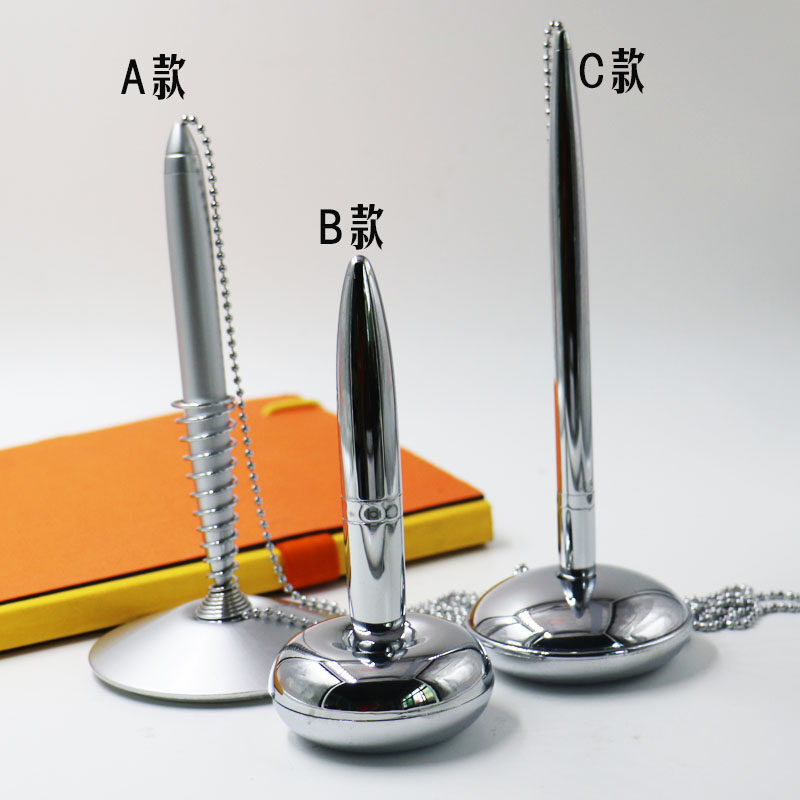 Counter pen metal creative ball pen desktop paste fixed pen business 0 7MM oil pen custom carving logo pen