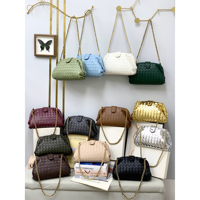 New Chain Woven Cloud Bag, Cowhide Leather Shoulder Bag, Underarm Clutch Bag, Genuine Leather Women's Bag, Trendy Fashion Single Bag