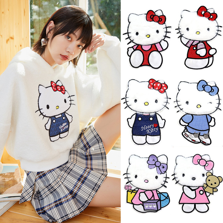 New Cartoon Plush Large Hello Kitty Embroidered Patch for Clothing Repair and Decoration New Cartoon Plush Large Hello Kitty Embroidered Patch for Clothing Repair and Decoration