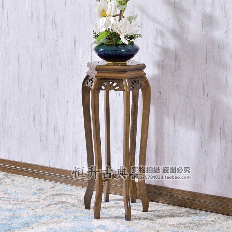 Antique flower shelf floor-standing indoor storage solid wood multi-layer classical Balcony decoration Chinese living room shelf