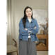 Retro POLO collar fashionable denim shirt jacket for women 3460