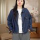 Retro POLO collar fashionable denim shirt jacket for women 3460