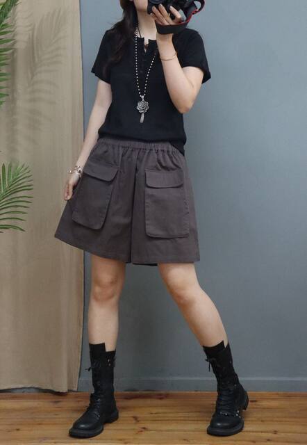Big Sale Special Price Korean Style Fashionable Casual Wide-Leg Shorts Women's A-Line Loose Slimming Look Large Flap Pocket Pants Pure Color Versatile Hot Pants