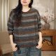 Autumn fashionable and versatile striped round neck long-sleeved sweater 2779