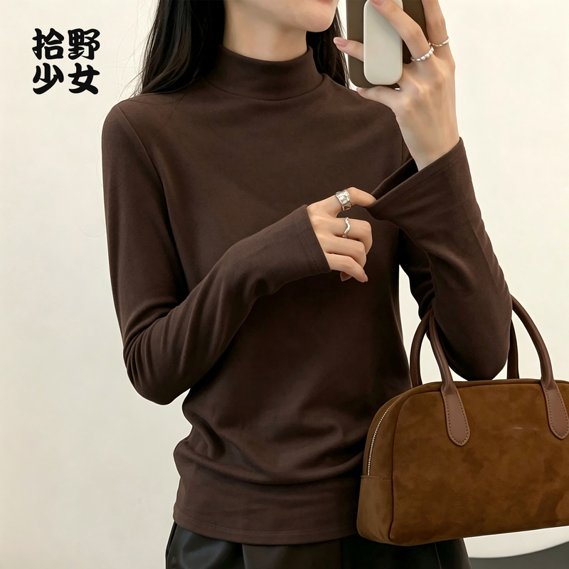 Shiye Girl's Half-Turtleneck Base Layer Top for Women 2025 Winter Double-Sided Brushed Self-Heating Thermal Wool Inner Layer Top Shiye Girl's Half-Turtleneck Base Layer Top for Women 2025 Winter Double-Sided Brushed Self-Heating Thermal Wool Inner Layer Top
