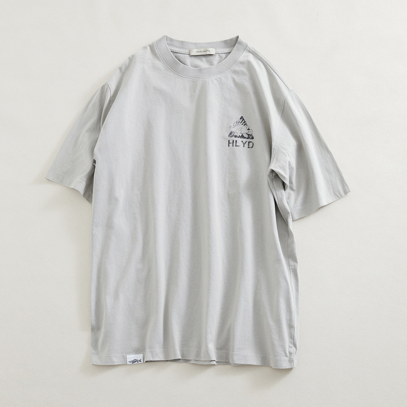 Zhongguo Manufacturing Savage Crewneck T-Shirt Surf-Themed Printed Washed Short-Sleeve T-Shirt