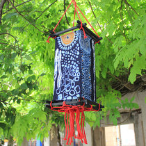 Printed cloth lantern Yunnan ethnic characteristics wooden frame lampshade bar tea house decoration art creative new Chinese palace lantern