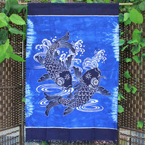 Batik painting Pisces Yunnan characteristic ethnic handmade cotton cloth hanging painting fabric door curtain porch toilet partition decoration