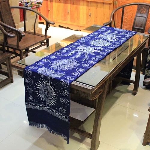 Миоолианский восковой настольный флаг ритровый ручной работы синий краситель