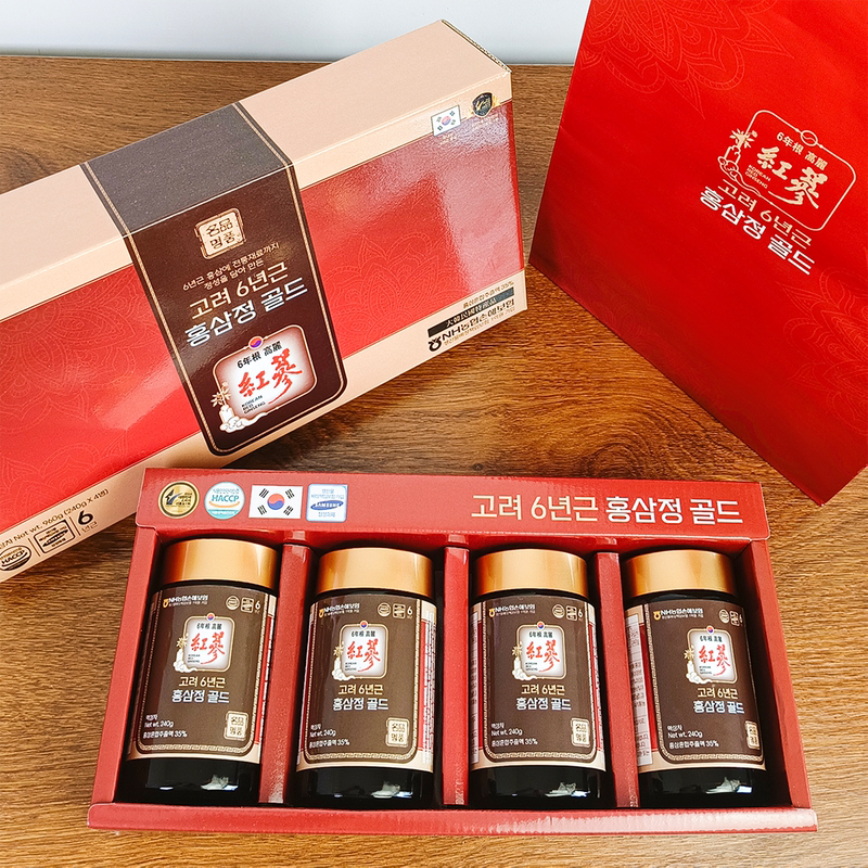 Korean Six-Year-Old Red Ginseng Paste Gift Box Set 240g*4 Bottles with Free Tote Bag Korean Six-Year-Old Red Ginseng Paste Gift Box Set 240g*4 Bottles with Free Tote Bag