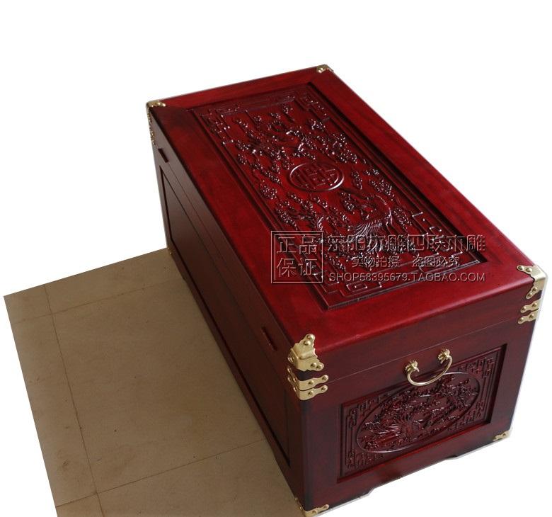Cao cấp đầy đủ long não gỗ hộp thư pháp và hộp sơn hộp đám cưới hộp quần áo rồng và phượng đôi hạnh phúc của hồi môn hộp Dongyang quad khắc gỗ - Cái hộp hộp gỗ vuông