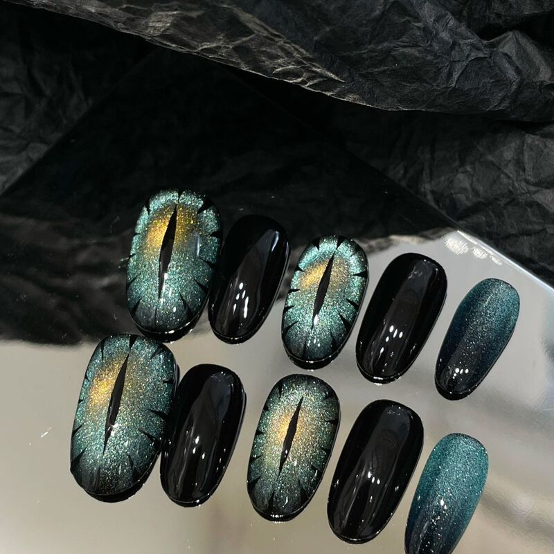 [Same Style as Adam] Handmade Wearable Nails Devil's Eye Sweet Cool Style Spicy Girl Starry Sky Cat Eye Nail Stickers