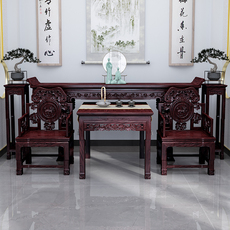 Антикварный письменный стол 中堂六件套条案供桌中式仿古菠萝格木实木堂前八仙桌农村堂屋家具