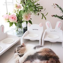 Meng rabbit and cat ear Table hit the girl heart ~ cat bowl rack pure solid wood pet table ceramic bowl