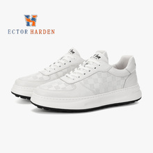 ECTOR HARDEN High end Luxury Brand Men's Shoes 2024 Summer New Genuine Leather Thick Sole Casual Little White Shoes