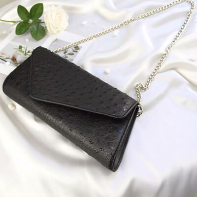 Imported python skin women's bag, genuine leather fashion new style women's single-shoulder crossbody chain bag, ostrich skin evening clutch bag