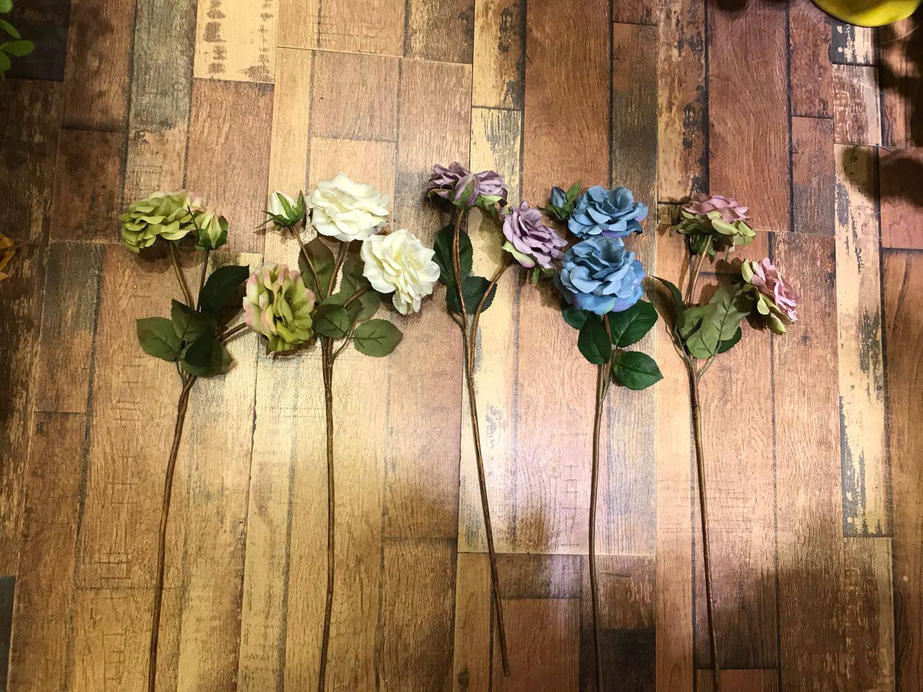 Home decoration simulation flower fake flower printing American style French single branch two flowers of color