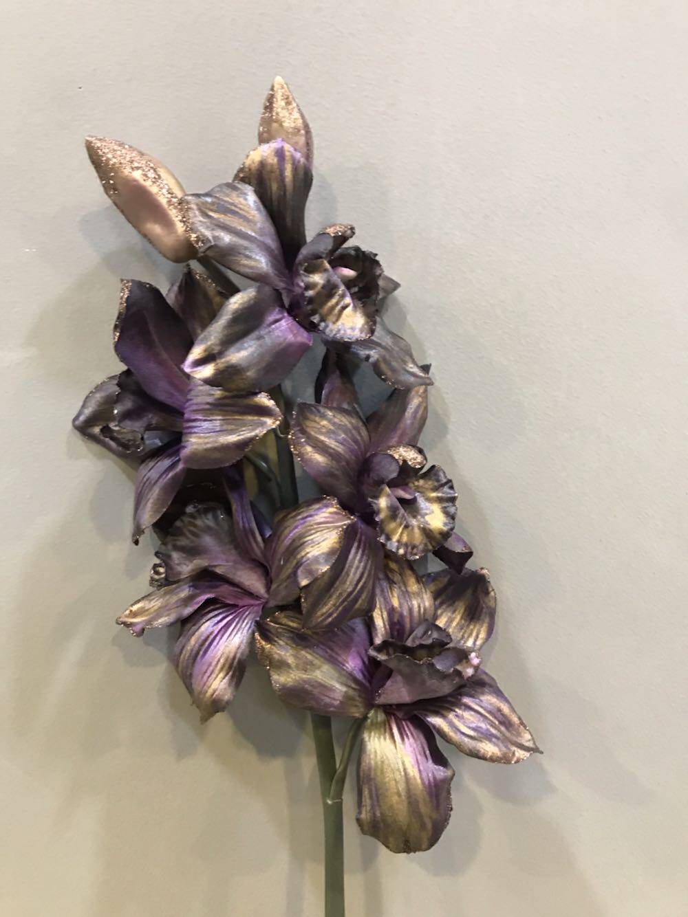 Simulation flower fake flower silk flower single European nostalgic retro oil painting stroke bright powder East Asian orchid export commodity is unique