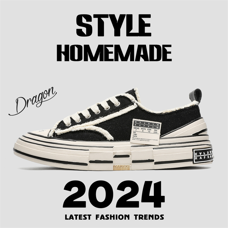 Canvas Men's Shoes 2026 New High-End Version Wu Jianhao Style Thick-Soled Distressed Shoes Student Height-Increasing Casual Sneakers for Women