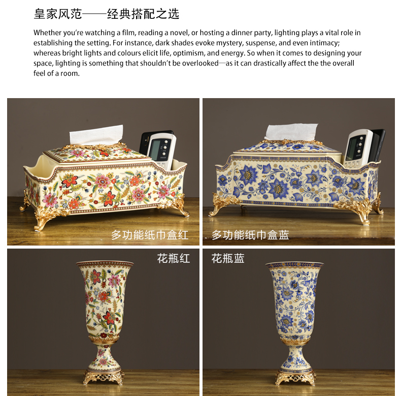 Tang 's manor European - style key-2 luxury fruit bowl suit furnishing articles sitting room tea table decoration art blue and white porcelain bowl