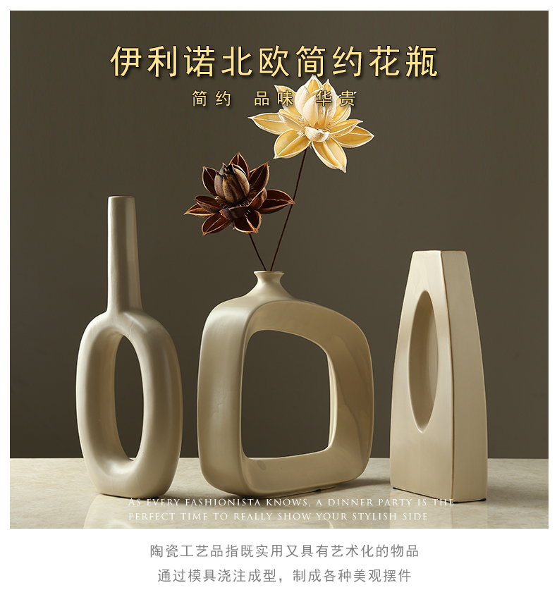 Nordic creative zen vase dried flowers flower arrangement sitting room place small ceramic flower implement new Chinese style table decoration