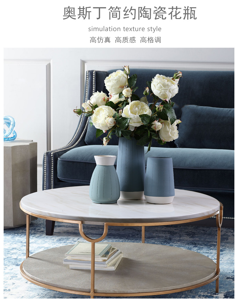 The Nordic idea blue porcelain vase furnishing articles contracted sitting room dried flowers, flower arrangement, tea table table small pure and fresh and decoration