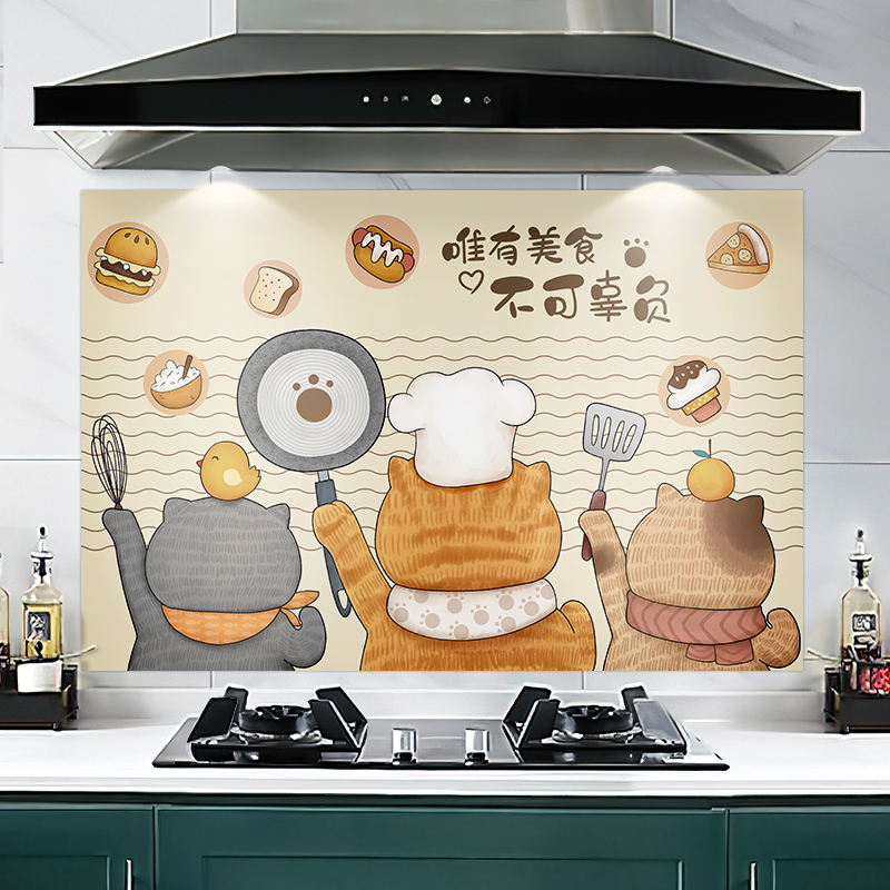 Kitchen oil-proof stickers stovetop waterproof and mildew-proof high temperature resistant scrubable tearable self-adhesive wall stickers thickened