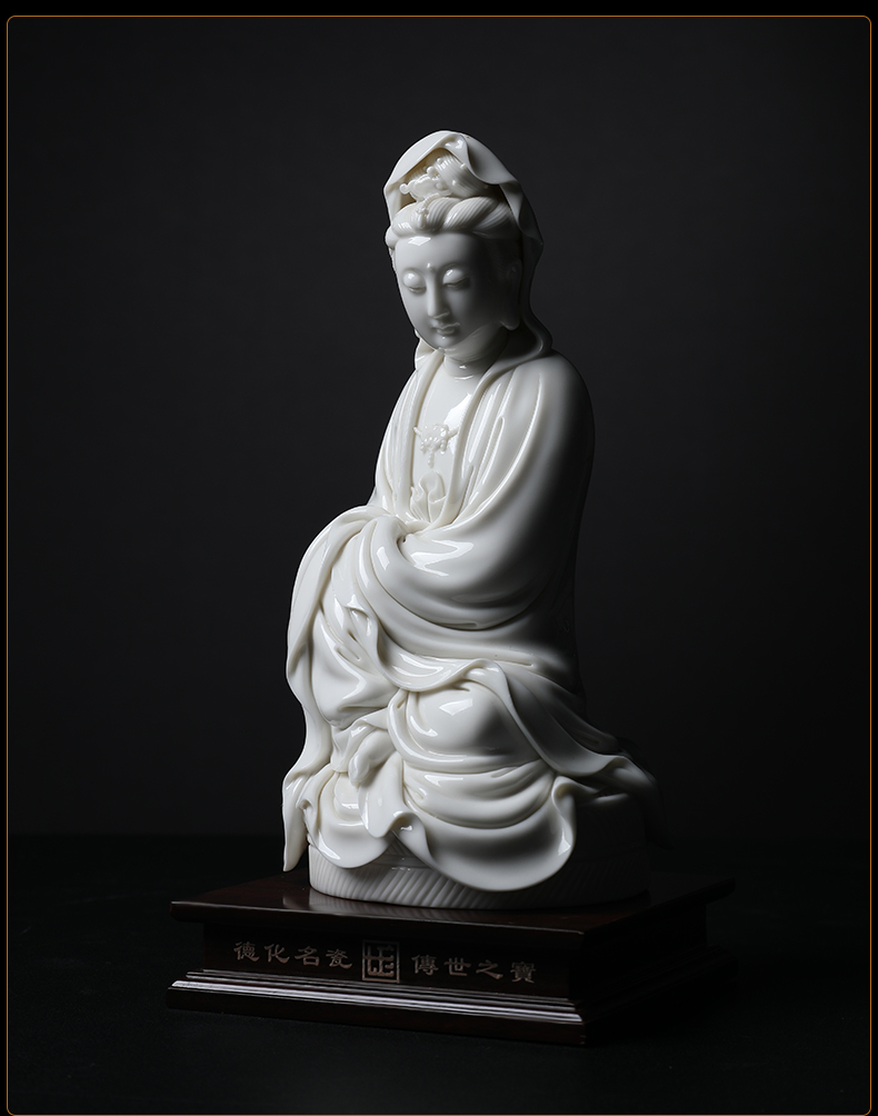 Yutang dai dehua white porcelain of Buddha enshrined that occupy the home furnishing articles 9 inches sitting futon guanyin bodhisattva as Su Xianzhong works