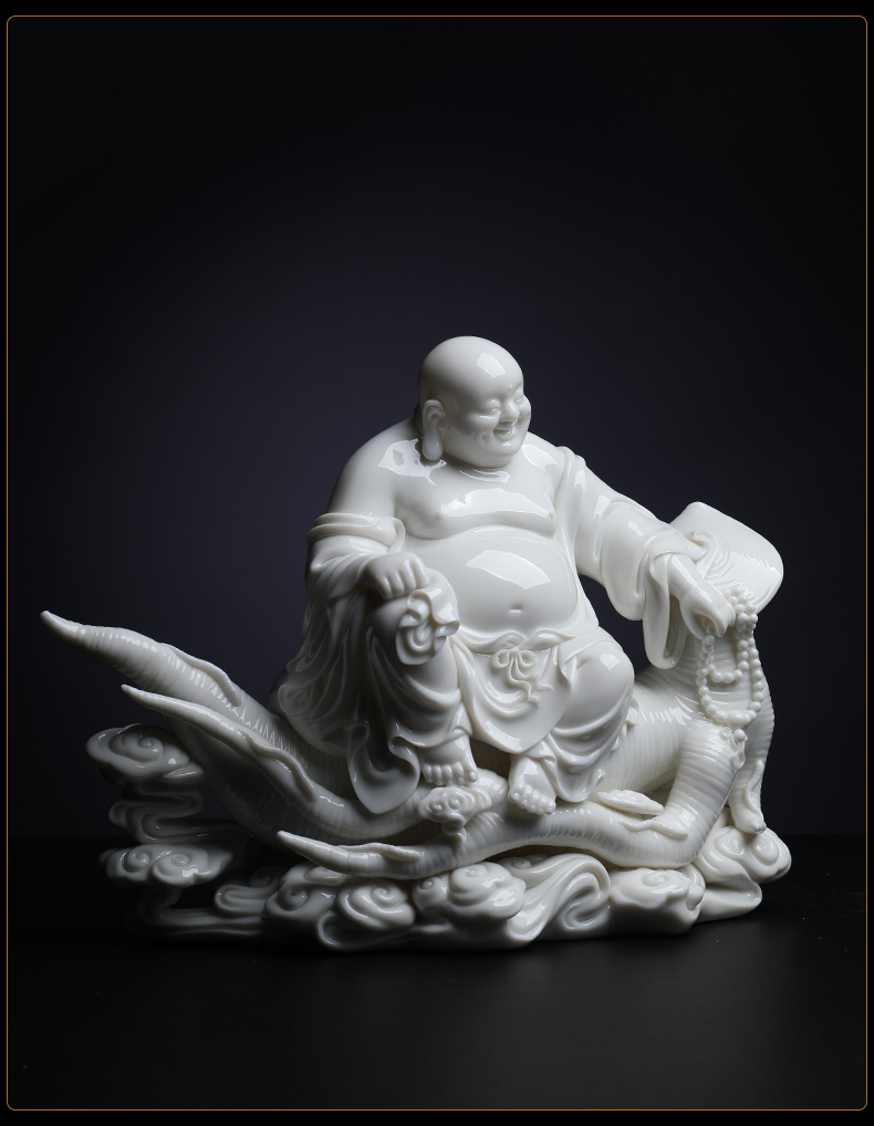Yutang dai dehua white porcelain ceramic laughing Buddha maitreya Buddha furnishing articles creative decoration/ginseng