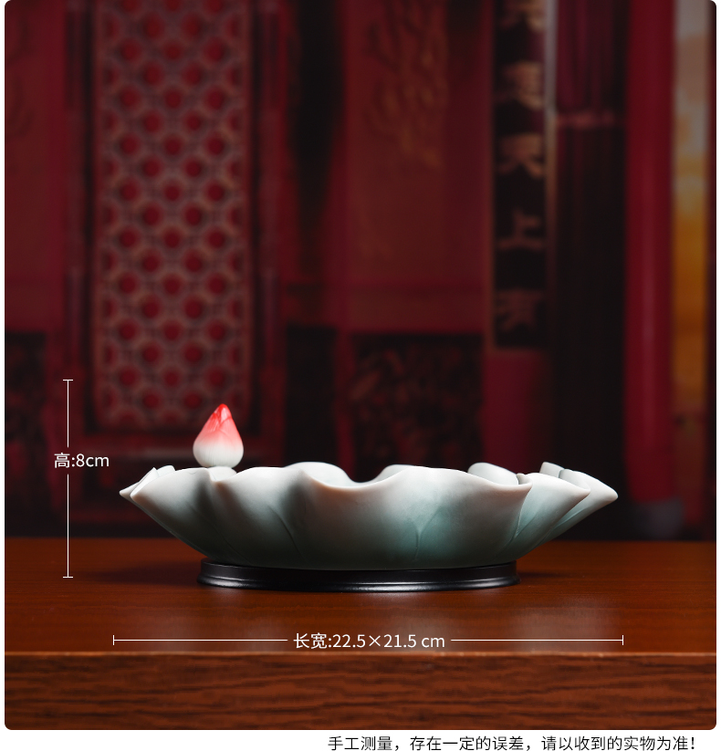 Yutang dai ceramic lotus leaf disc for furnishing articles Buddha Buddha with supplies of fruit plate compote Chinese sitting room adornment