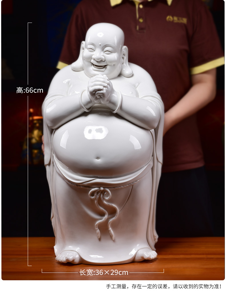 Yutang dai Lin Jiansheng manually signed laughing Buddha hall large porcelain decorative furnishing articles/26 inches congratulations maitreya D03-43