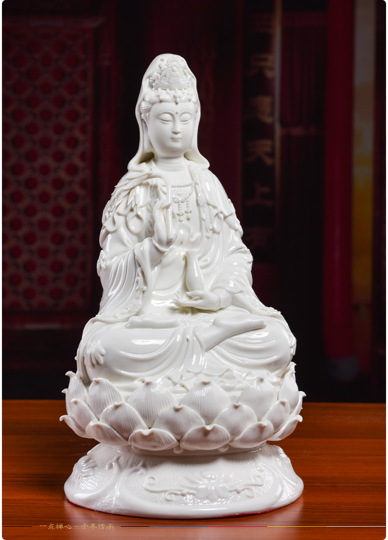 Yutang dai dehua ceramic worship Buddha avalokiteshvara household furnishing articles/glaze gold lotus guanyin