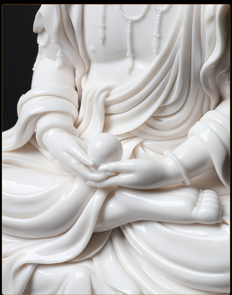 Yutang dai dehua white porcelain Su Youde avalokitesvara figure of Buddha its furnishing articles 12 inches sitting GuLian guan Yin