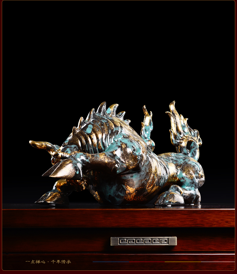 Yutang dai bronze see sitting room ceramics handicraft decoration decoration, cow the mythical wild animal people gifts god beast furnishing articles