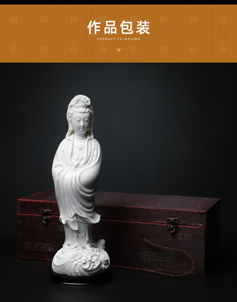 Yutang dai dehua white porcelain 12 inches across indicates the sea goddess of mercy corps Buddha worship that occupy the home furnishing articles Lin Luyang manually signed version of the master