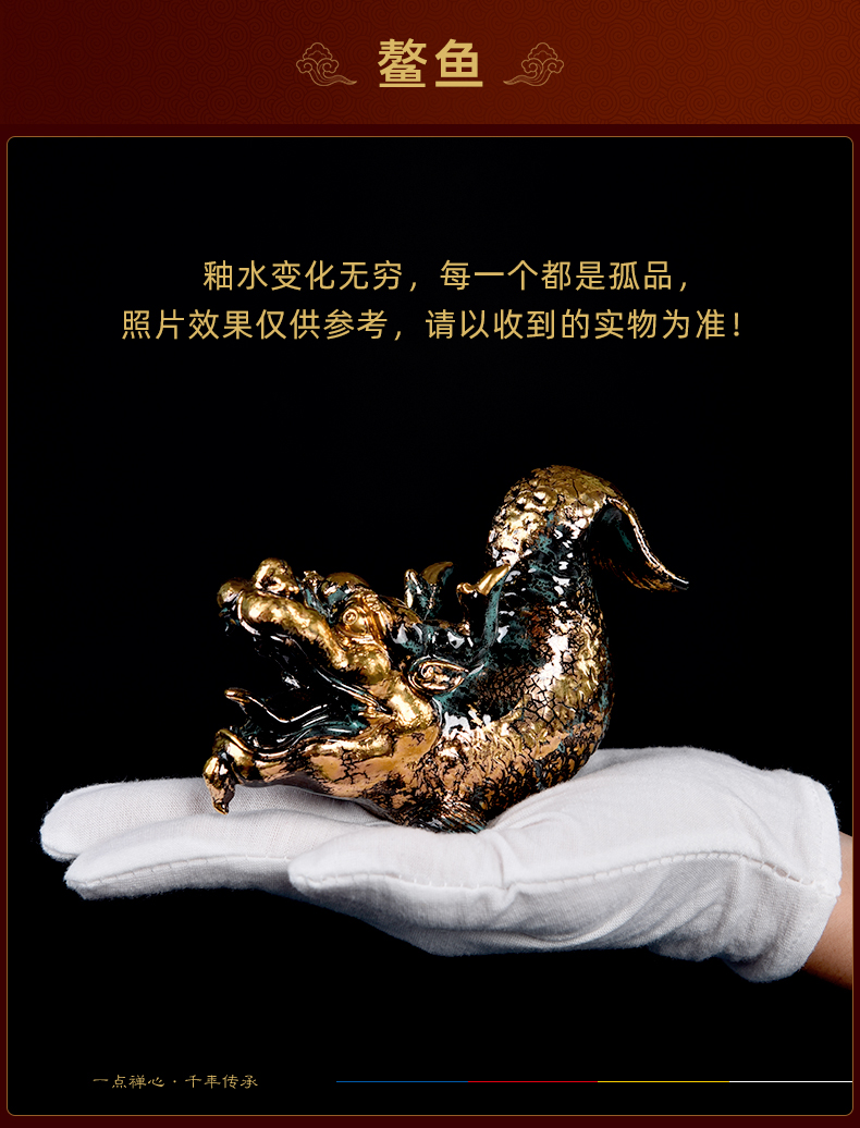 Yutang dai ceramic bronze color god beast straining three fine toad dragon turtle rock arowana fish craft ornaments furnishing articles