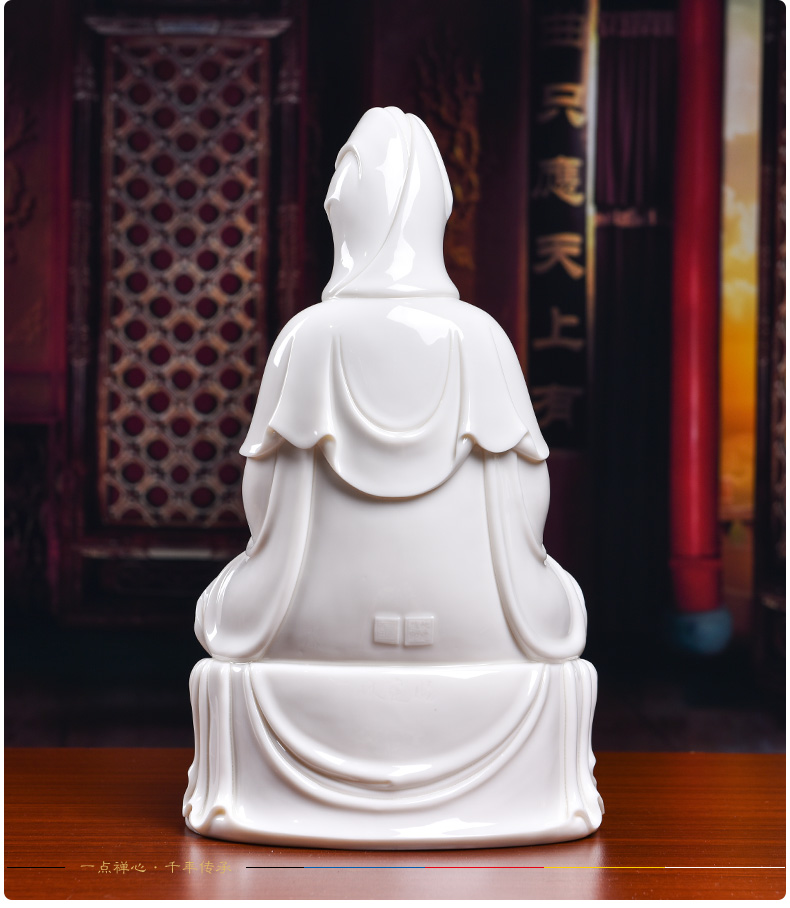 Yutang dai dehua white porcelain Lin Jiansheng master manually signed lotus guanyin Buddha its collection to household