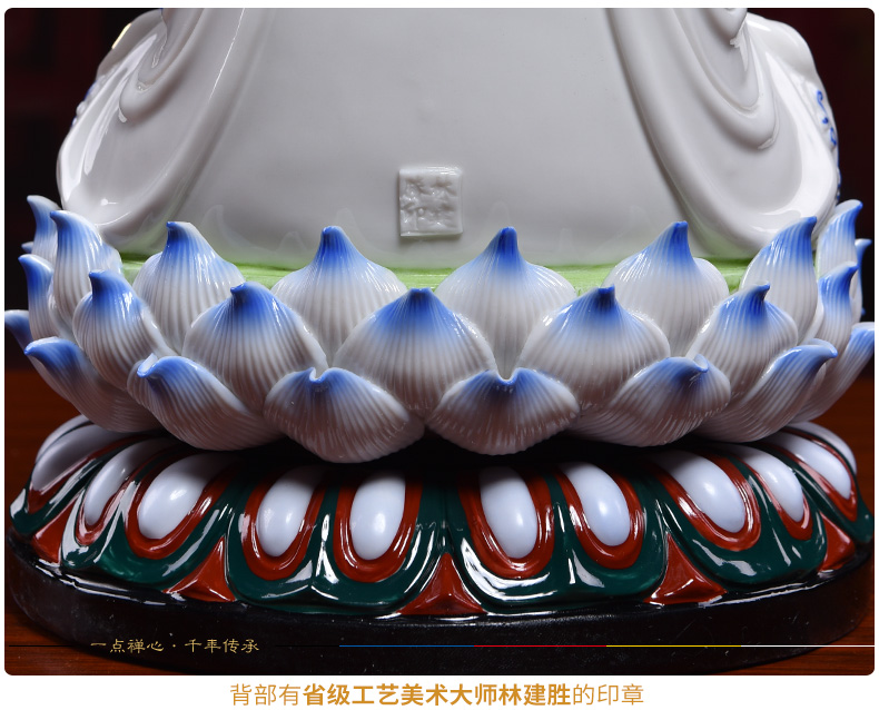 Yutang dai dehua ceramic Buddha avalokiteshvara blue and white color lotus buddhist temple consecrate guanyin furnishing articles at home