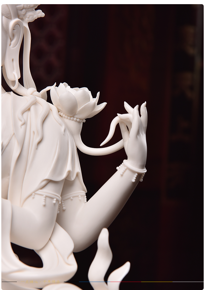 Yutang dai four arm sect Buddhism guanyin large dehua white porcelain ceramic Buddha to works of art that occupy the home furnishing articles