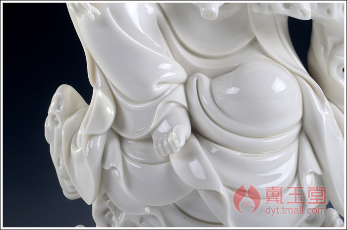 Yutang dai dehua white porcelain ceramic its art collection furnishing articles/lean on rock with the guanyin Buddha D20-11