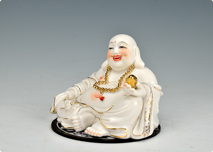 Dehua white porcelain ceramic production 5 fold 】 【 pot - bellied primer wing maitreya buddhist in jewelry/see colour